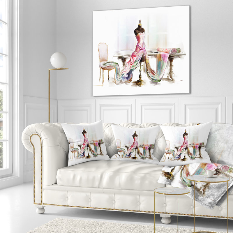 Dressed Tabletop Mannequin - Abstract Printed Pillow, 18" x 18", Throw Pillow
