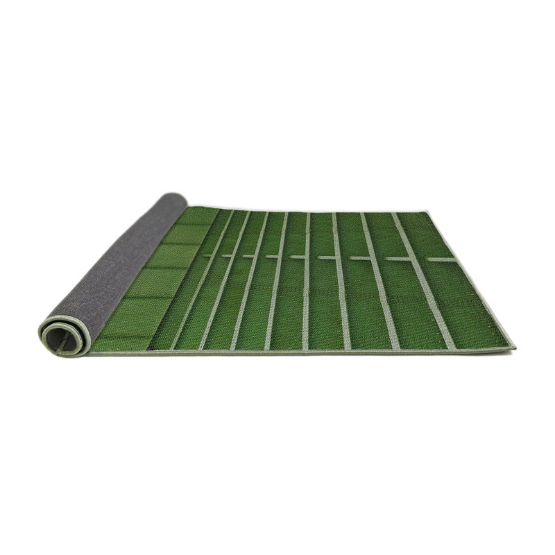 Tapis à motif géométrique vert, Rond 8 pi