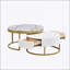 Table basse moderne et gigogne moderne avec tiroirs en blanc et or, parfaite pour les espaces de vie compacts et élégants