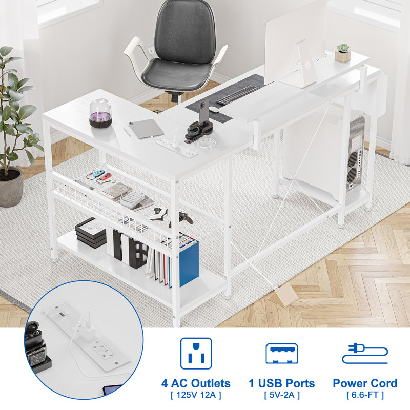 Laurenmarie Computer Table, White, White