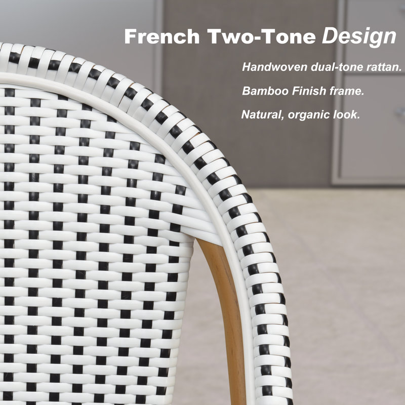 Ensemble de 2 tabourets de comptoir d'extérieur PURPLE LEAF, Blanc, Wood Grain