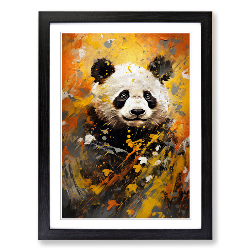 Panda Expressionism No.2 - Framed Print, Black Framed, 46cm H x 34cm W