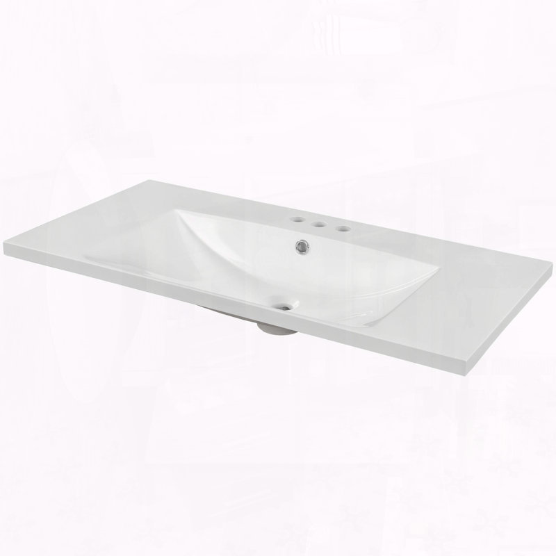 36-Inch Ceramic Bathroom Vanity Top with 3 Faucet Holes