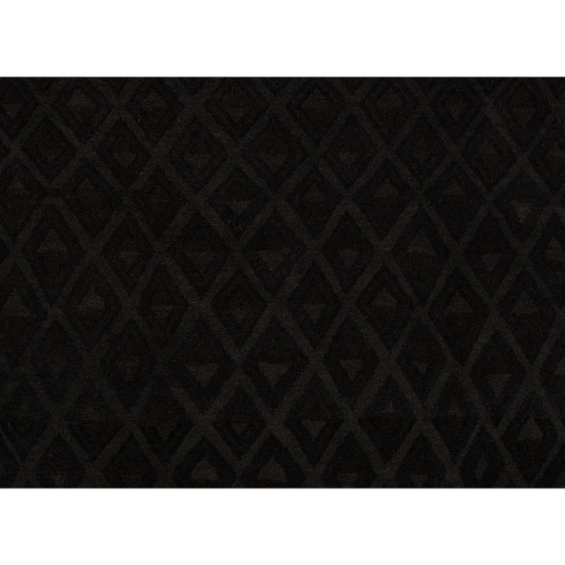 Tapis géométrique rectangulaire en laine noué à la main brun foncé, Rectangle 12 pi x 16 pi