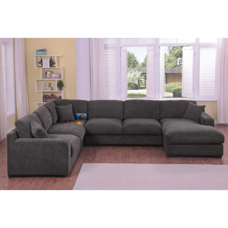 Canapé modulaire en tissu chenille gris Celine, Gris