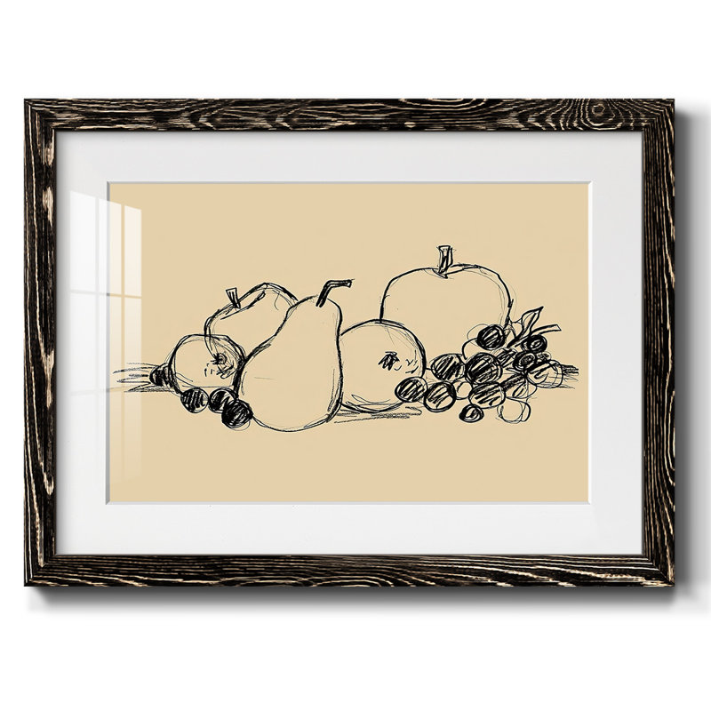 Graphite Fruit II, reproduction d'art encadrée, Noir