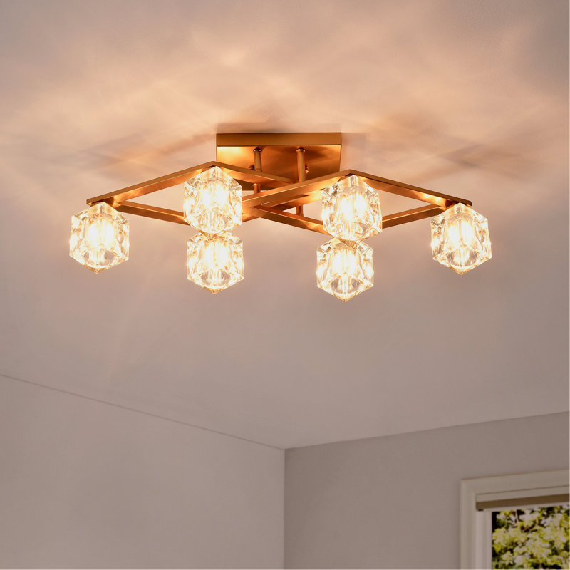 Plafonnier en cristal 6 lumières pour salle à manger