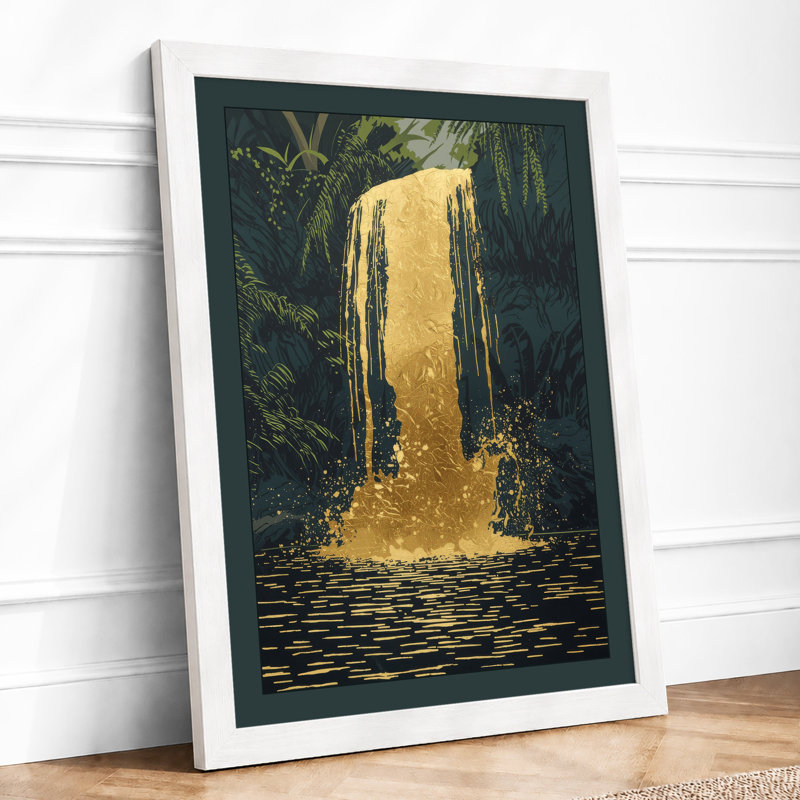 Waterfall at Dusk Landscape & Nature - Framed Print, A1 - 84.1 x 59.4 cm, White