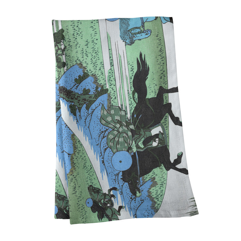 Torchon Sekiya Village à Sumida River, Polyester sergé, Vert/bleu