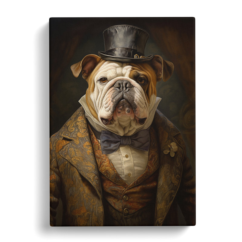 British Bulldog Dadaism Art - No Frame Print, 50cm H x 35cm W x 3cm D