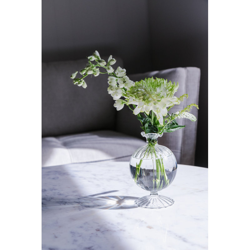 Glass Table Vase, 5.25" H x 3.75" W x 3.75" D