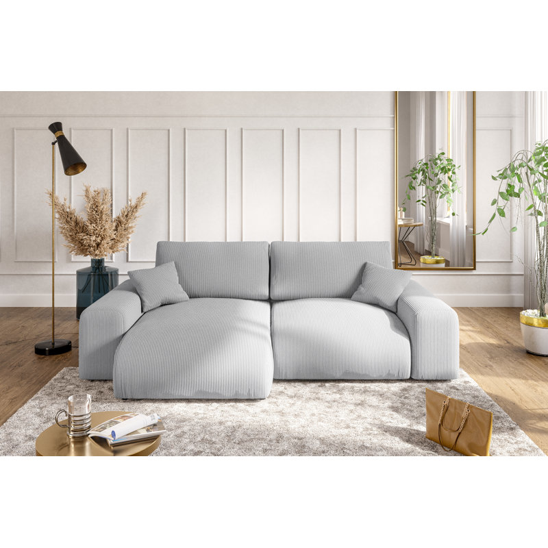 Claude 4 Seater Corduroy Sofa & Chaise, Left Hand Facing, Grey