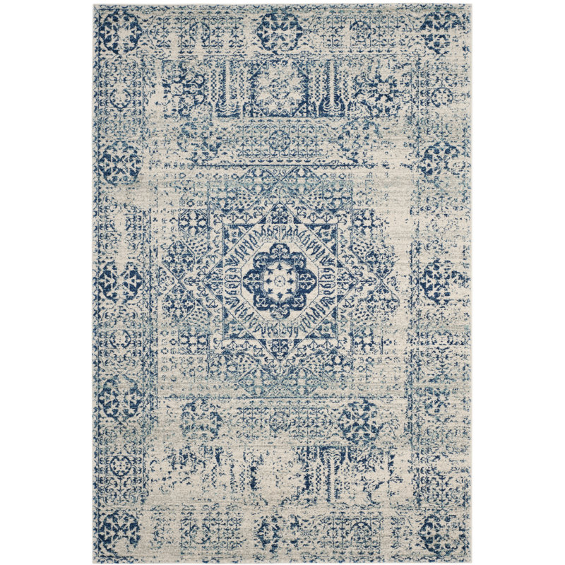 Bryker Persian Ivory/Blue Area Rug, Rectangle 201 x 274 cm