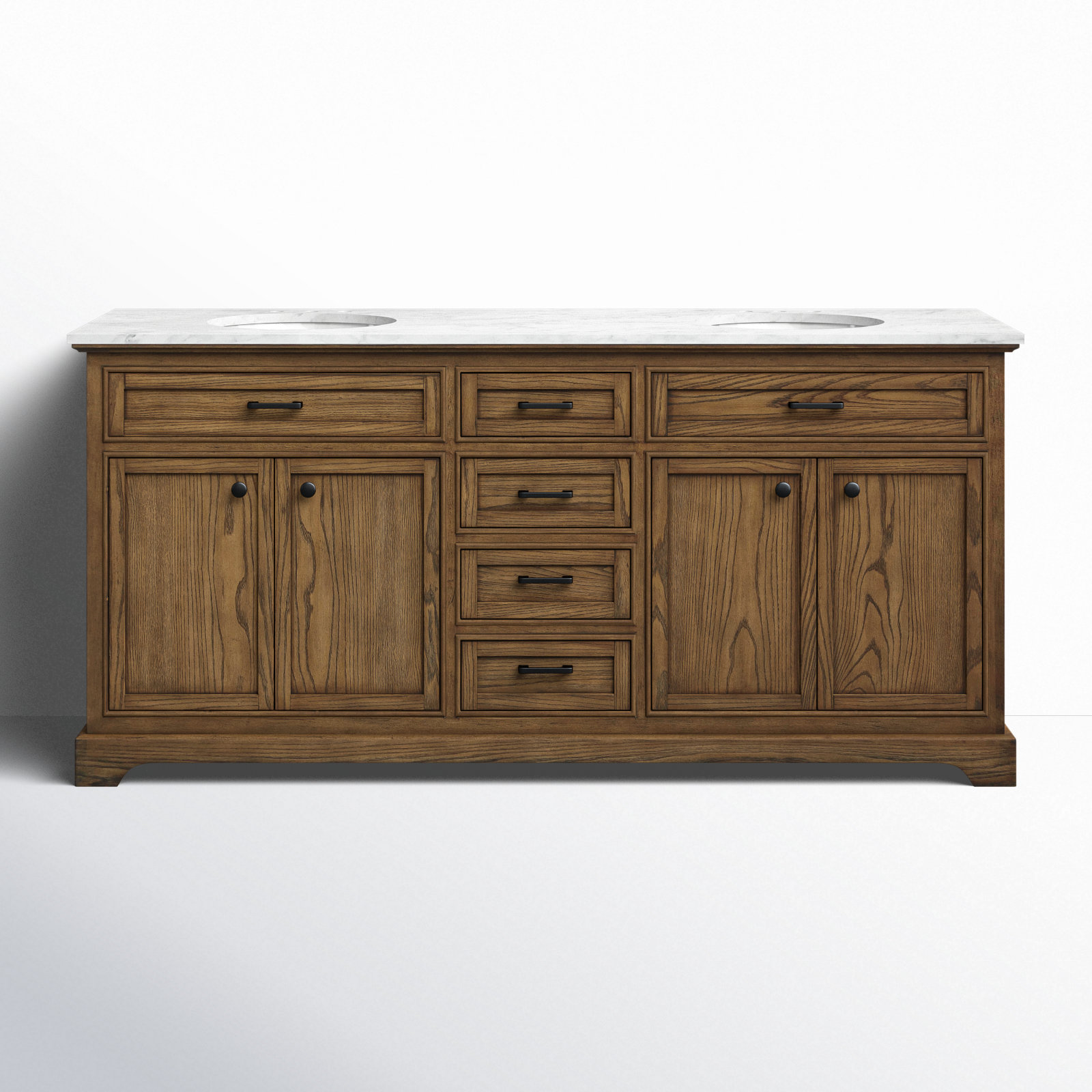 Hermes 72'' Double Bathroom Vanity, Driftwood, Carrara White