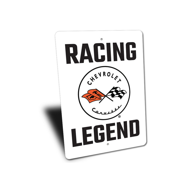 Enseigne en aluminium Racing Legend Corvette, H 18 po x l 12 po x P 0,06 po