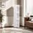 5 Tier Folding Stackable Storage Box, Stackable Storage Drawers On Wheels, Bathroom Floor Cabinet With Doors