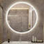 Miroir de salle de bain rond à DEL avec antibuée, température de couleur réglable et gradation, parfait pour le maquillage et le toilettage
