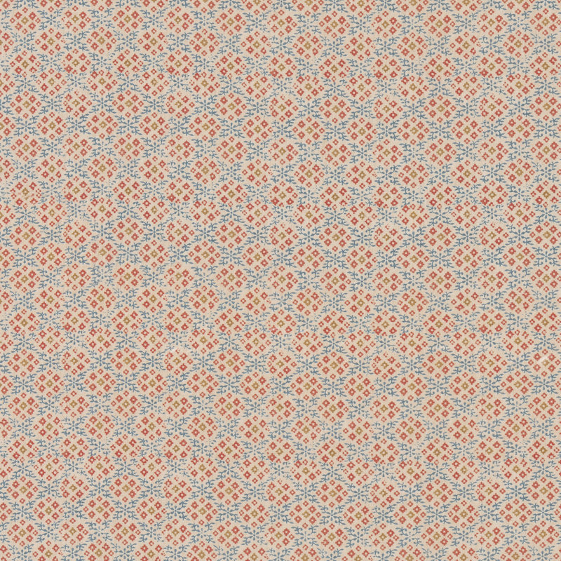 House Small Prints Grantly Fabric, Indigo/Red