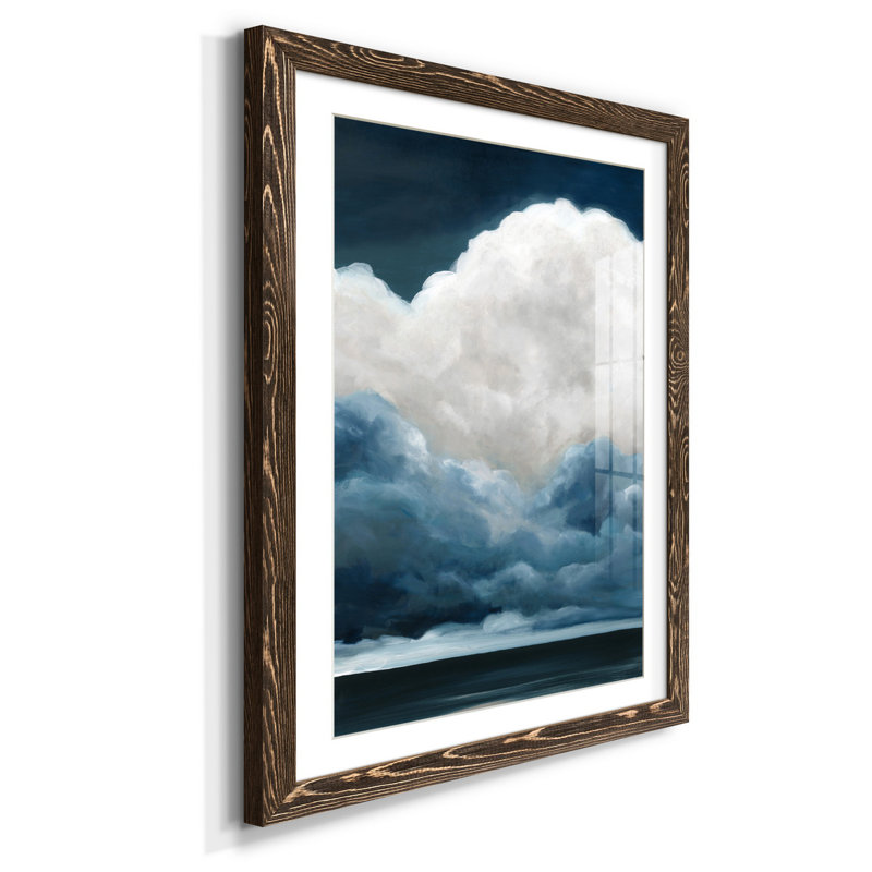 Les nuages au-dessus - impression, H 20 po x l 17 po x P 1 po, Papier, cadre noyer, Blanc