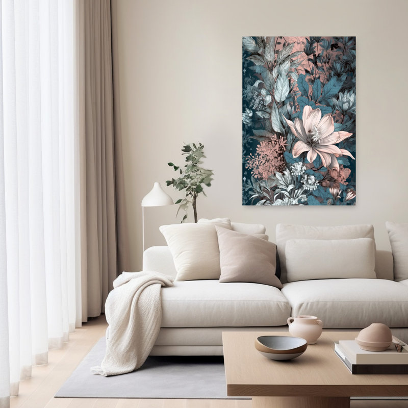 «Lush Botanical Bloom», art floral abstrait, H 60 po x l 40 po