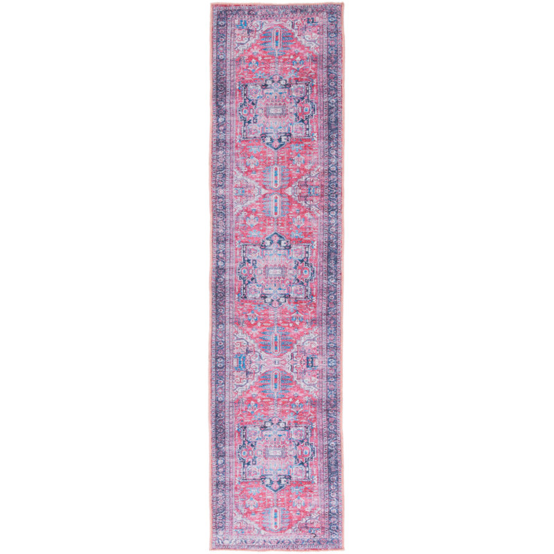 Tapis oriental bleu marine / rose Kingsford, Tapis de couloir 2 pi x 8 pi