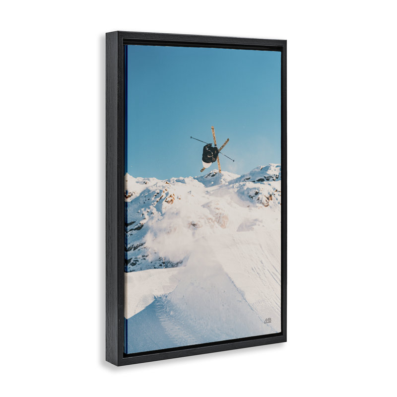  Snow Day Skiing Floater Canvas by Max Blakesberg Studios, Cadre flottant noir de jais, H 25 po x l 17 po