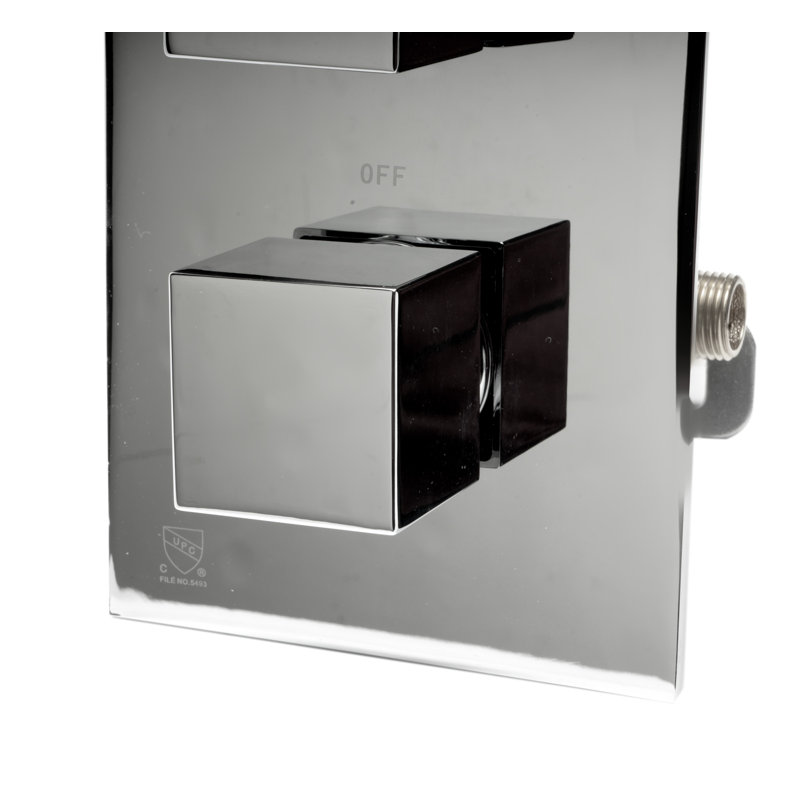 Mélangeur de douche thermostatique 1 bouton carré, Chrome poli