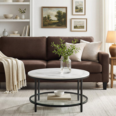 Table basse ronde avec rangement Aubra