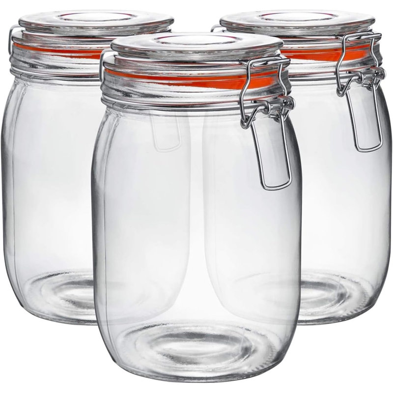 Glass Jar - Set of 3, 17cm H x 12cm W x 12cm D
