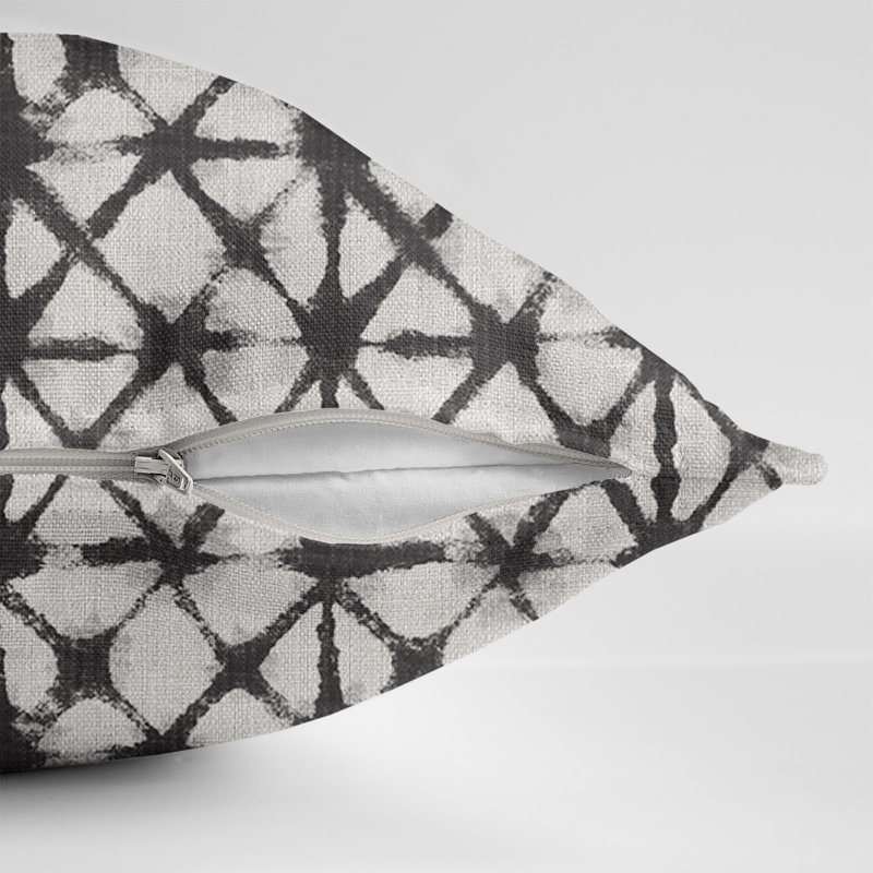 Housse de coussin rectangulaire Shibori, Noir, Ikat