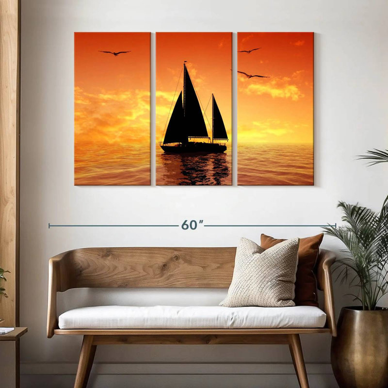 Mehar Yacht Sunset Silhouette, 32" H x 50" W