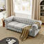 Canapé Chesterfield en lin capitonné avec accoudoirs rembourrés à 3 places avec garniture cloutée Chesterfield