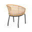 Chaise d'extérieur à la mode - tissage en PE brun, structure métallique, coussins moelleux de style contemporain, construction rouille, rembourrage confortable