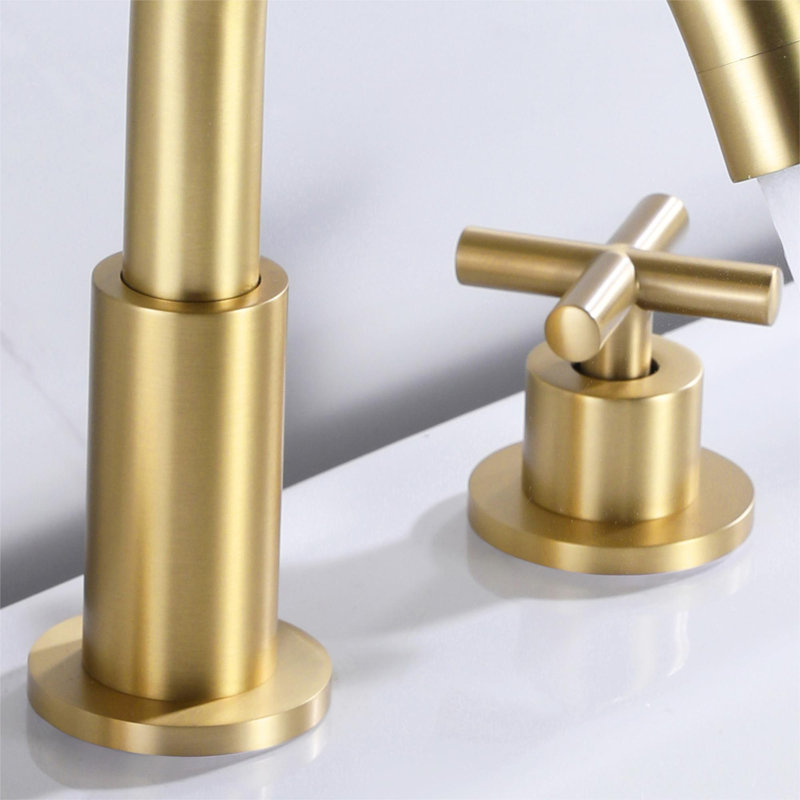 Widespread 2-handle Bathroom Faucet, Brushed Gold