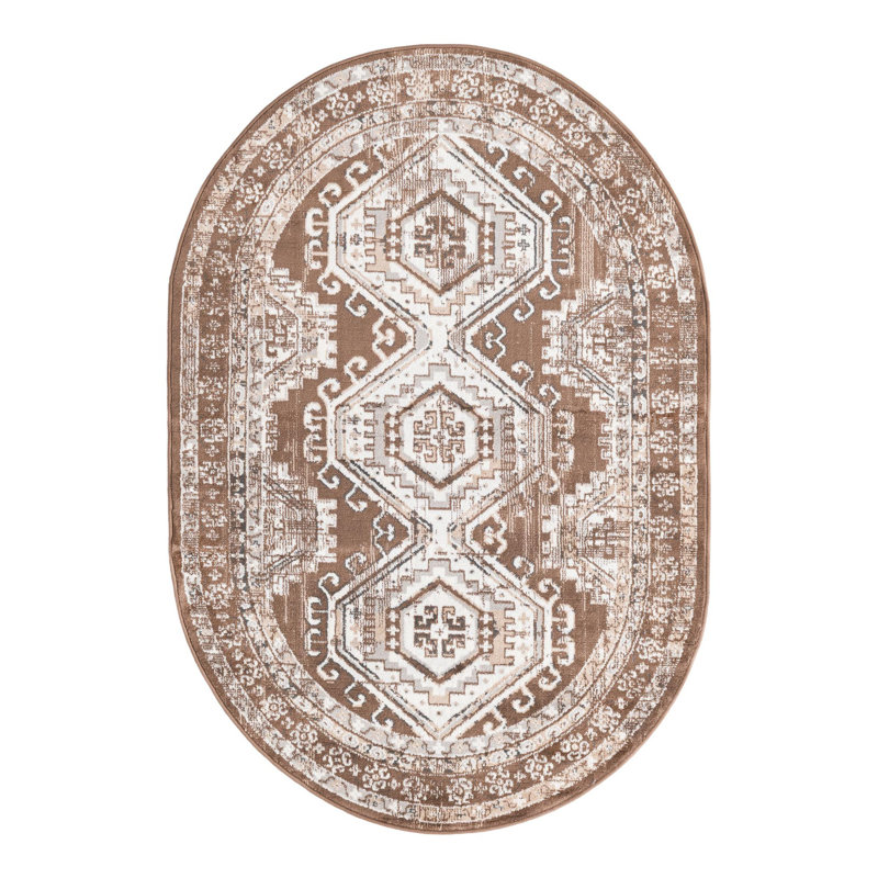 Tapis oriental Charlotte en brun, Ovale 4 pi x 6 pi