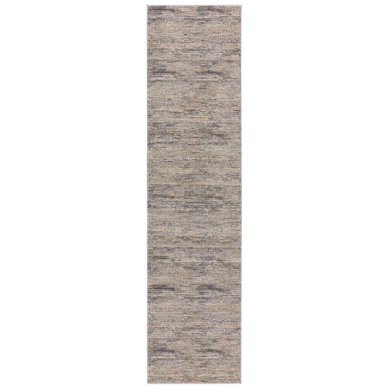 Tapis abstrait bleu foncé / brun Uni, Tapis de couloir 2 pi 6 po x 10 pi