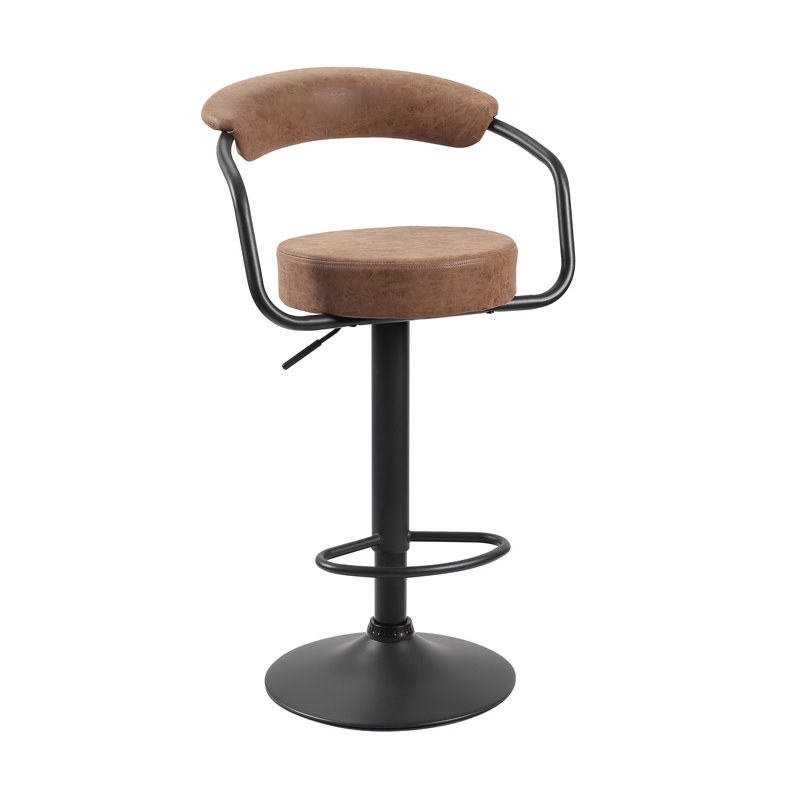 Ghent Swivel Upholstered Adjustable Height Counter Stool with Metal Frame, Brown