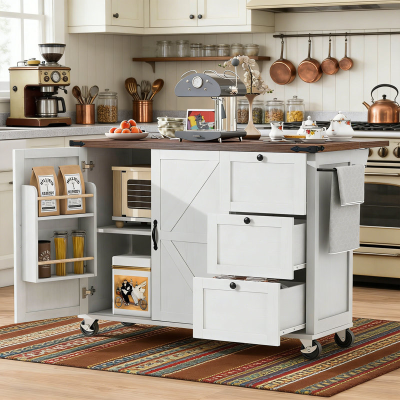 Rolling Kitchen Cart, White