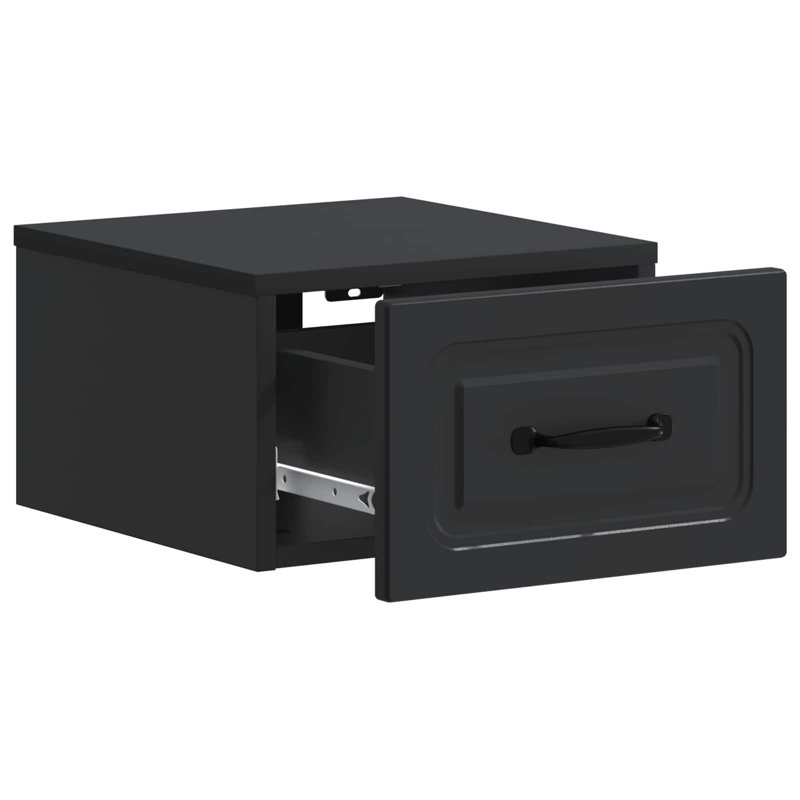 34.5cm W Manufactured Wood Bedside Table, Black