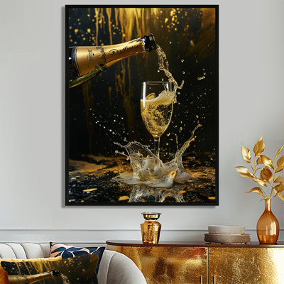 Fashion Bubble Celebration I - Wine & Champagne Wall Art Decor
