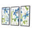 «Bluebell and Columbine Wild Flowers With Butterfly», ensemble d'art mural sur toile encadré traditionnel de 3-72043264-72044333