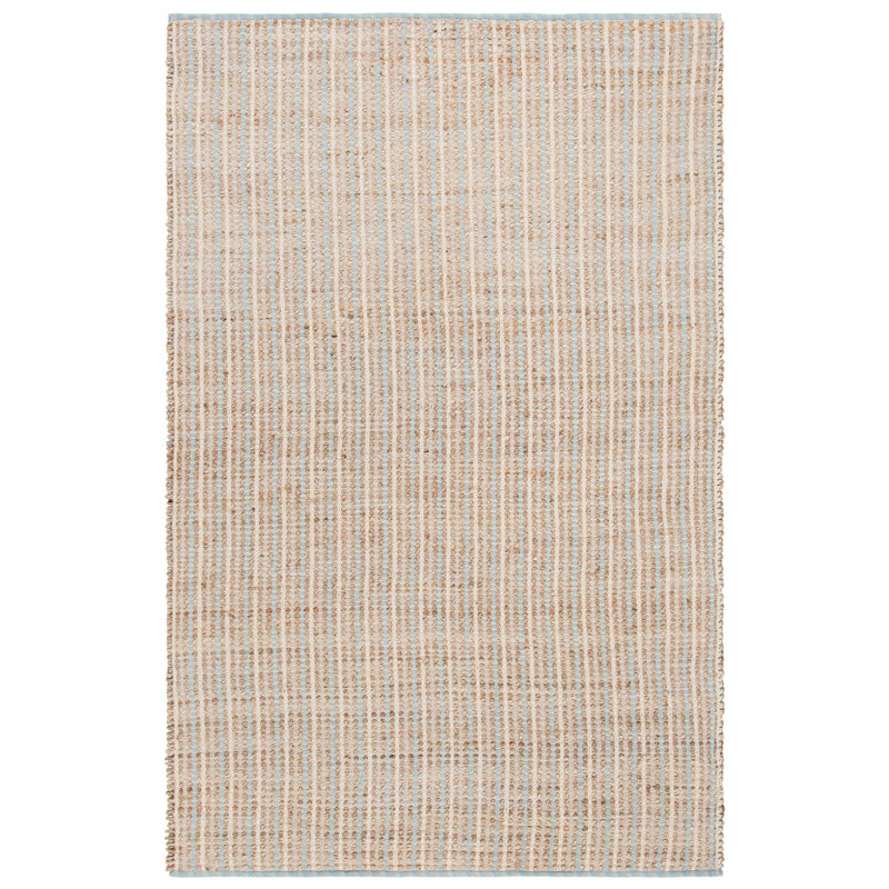 Tapis de couleur unie en jute / coton tissé à la main Doleman, Rectangle 5 pi x 8 pi