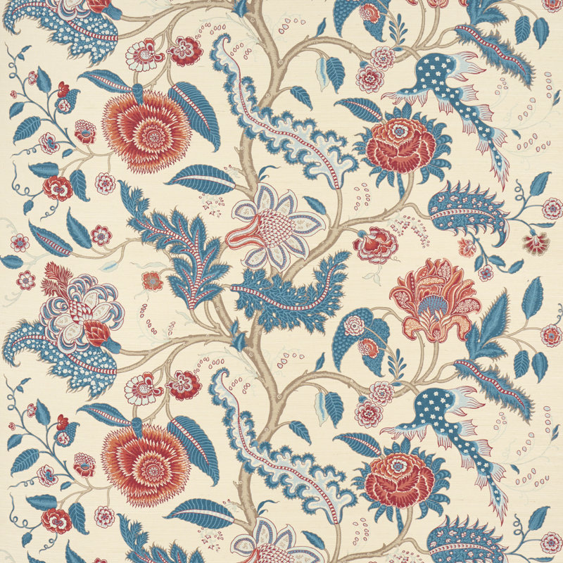Papier peint Sinhala Sisal, Rouge / indigo