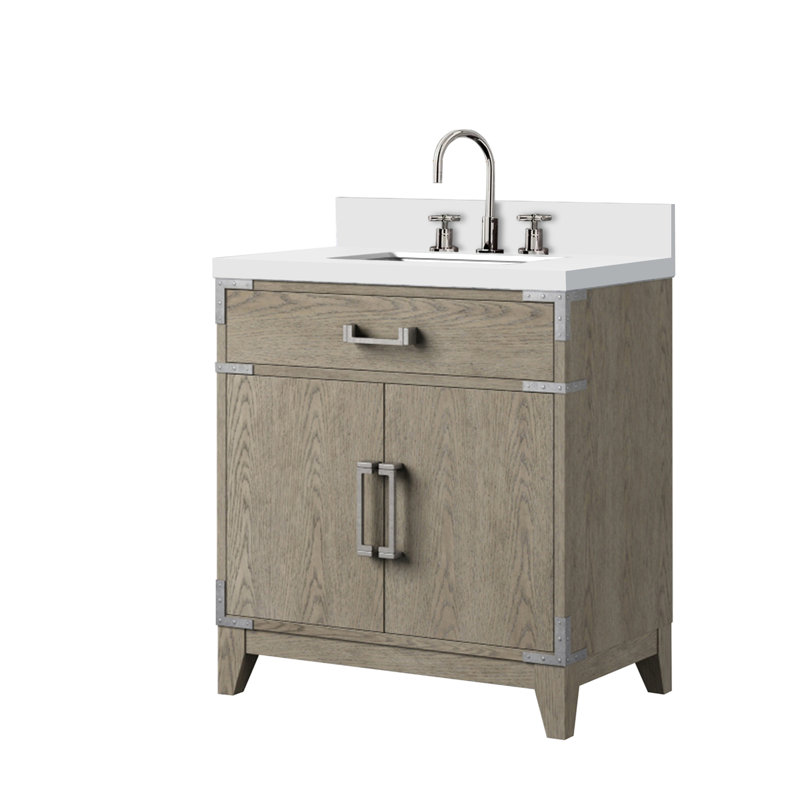 Ensemble de meuble-lavabo simple avec plateau en marbre de culture et robinet