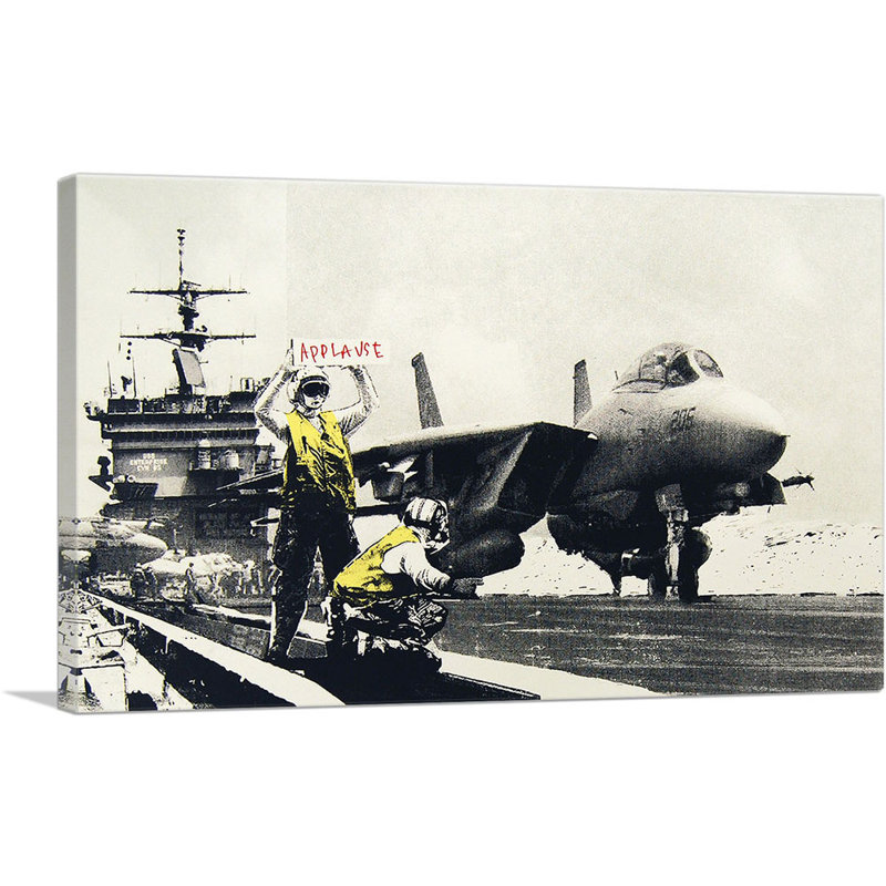" Applause Jet Aircraft Carrier " by Banksy, 12" H x 18" W x 1.5" D