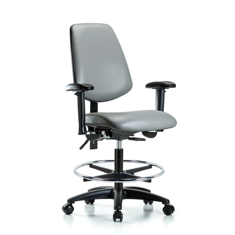 Kyeron Vinyl Task Chair, Light Gray, Yes, Casters