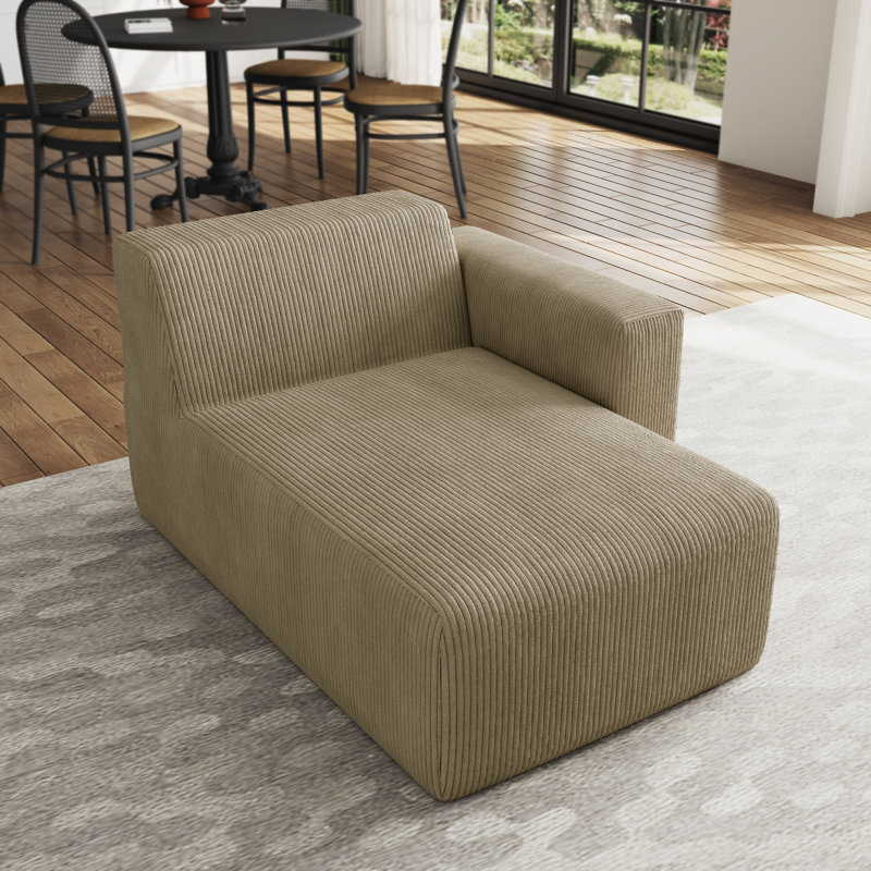 Upholstered Chaise Lounge, Right Hand Facing, Khaki