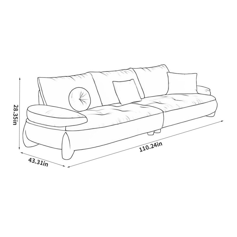 Canapé Creative Creative, Jaune, H 28,35 po x l 110,24 po x P 43,31 po, 2