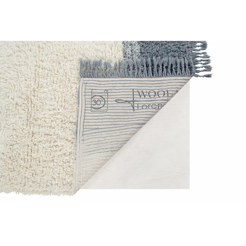 Free Your Soul Wool Striped Area Rug in White/Gray, Rectangle 6'7" x 9'10"