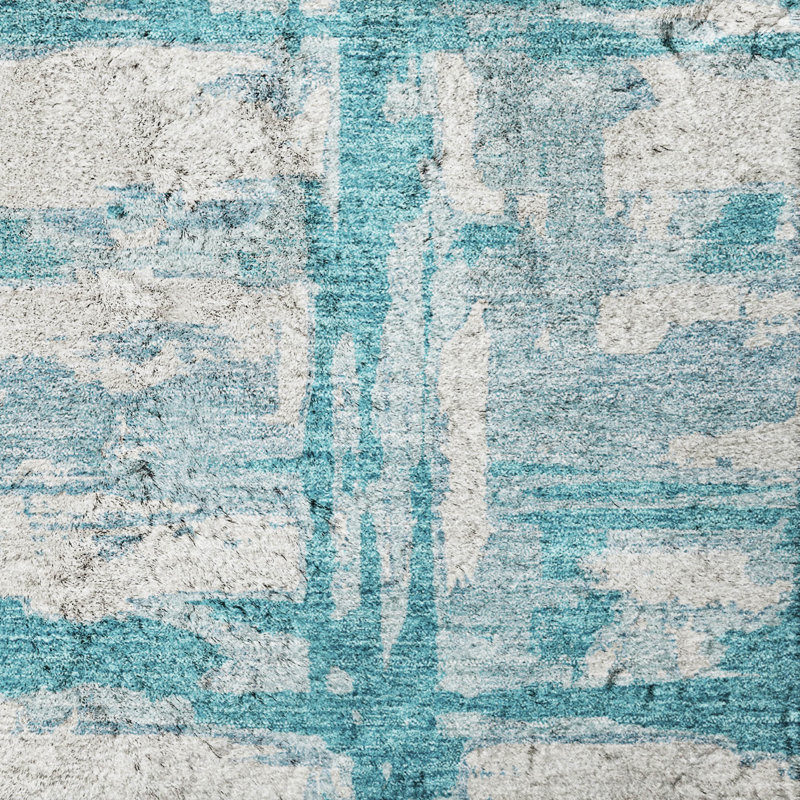 Washable Striped Indoor Rug, Teal, 10' x 14'